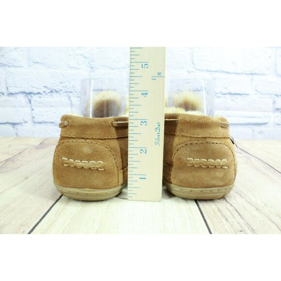 LL Bean Brown Suede Wicked Good Shearling Lined Moccasin Slippers Size 9 M - Picture 6 of 10